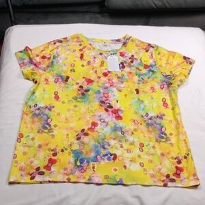 NWT Exclusive Women's Bright Yellow Floral Top Size 2X